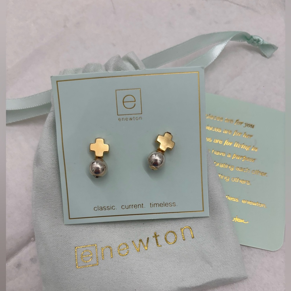 Enewton Gold and Silver Cross Earrings NWT